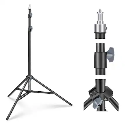 Front. Neewer - 87-200cm Spring Loaded Light Stand, ø28mm Thick Tube, 22lb Load, ST-200 - Black.