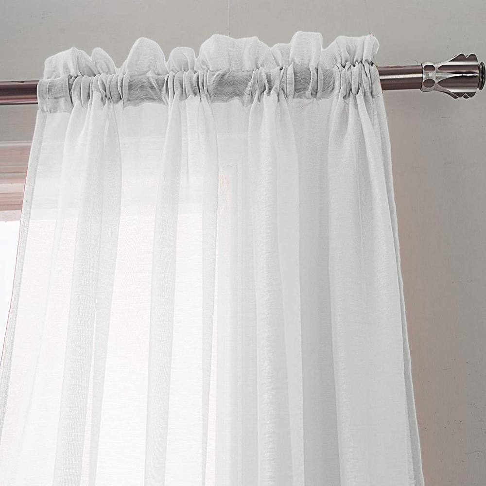 Angle. RT Designers Collection - RT Designers Collection Celine Sheer Rod Pocket Curtain Panel Pair - 55x90" Beige - Beige.