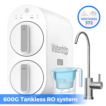 CF () MRO C Y - - PI NSF/ANSI 372 CF MRO Waterdrop 600G Tankless RO system