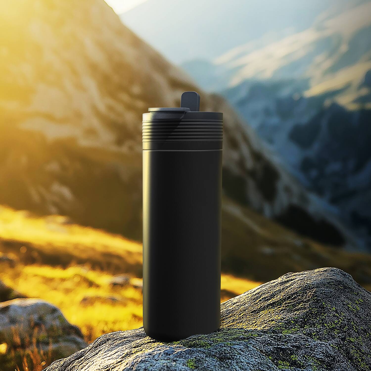 Back. Asobu - 20-Oz Aspen Insulated Water Bottle - Black.