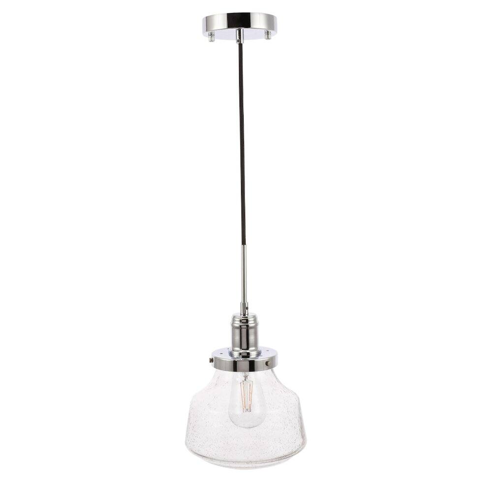 Alt View 8. Living District - Lyle 1 Light Chrome And Clear Seeded Glass Pendant - Chrome And Clear Seeded Glass.