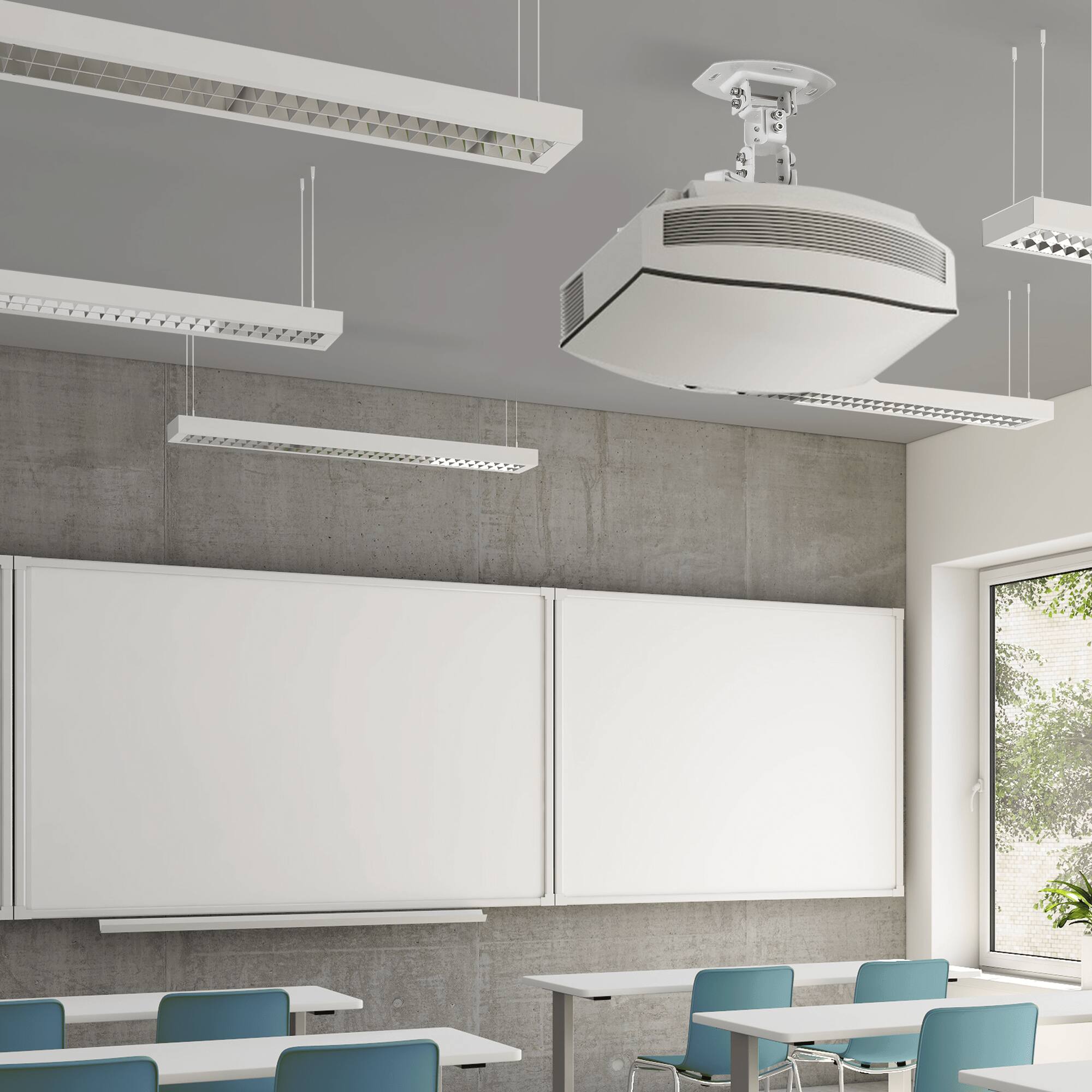 Left. Mount-It! - Universal Projector Ceiling Mount with Full Motion and Quick-Release System for Most Projectors, White - White.