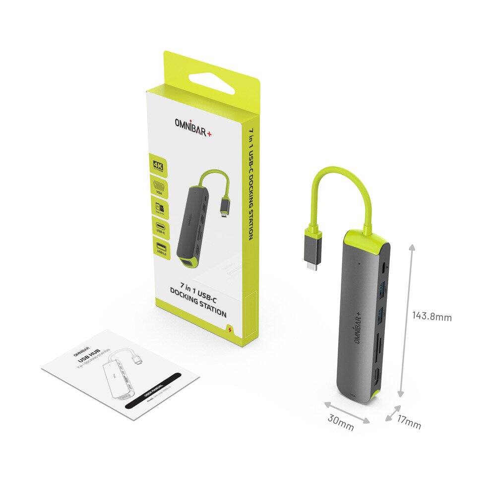 OMNIBAR+ 4K VBE L ni USB-C DOCKING STATION GUR BUH BEU HUB USE 1H 7 in 1 DOCKING USB-C STATION OMNIBAR+ 143.8mm 30mm 17mm

7 in 1 USB-C DOCKING STATION

OMNIBAR+ USB-C DOCKING STATION

143.8mm
30mm
17mm