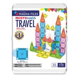 microMAGS Travel Set Deluxe 55-Piece Magnetic Construction Set, THE ORIGINAL MAGNA-TILES
