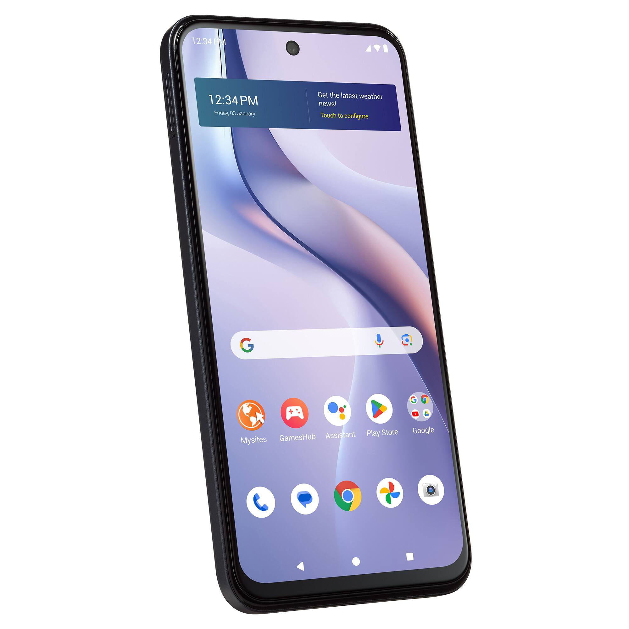 12:34 PM  
Friday, 03 January  

Get the latest weather news!  
Touch to configure  

Assistant Play Store Google  

Mysites GamesHub