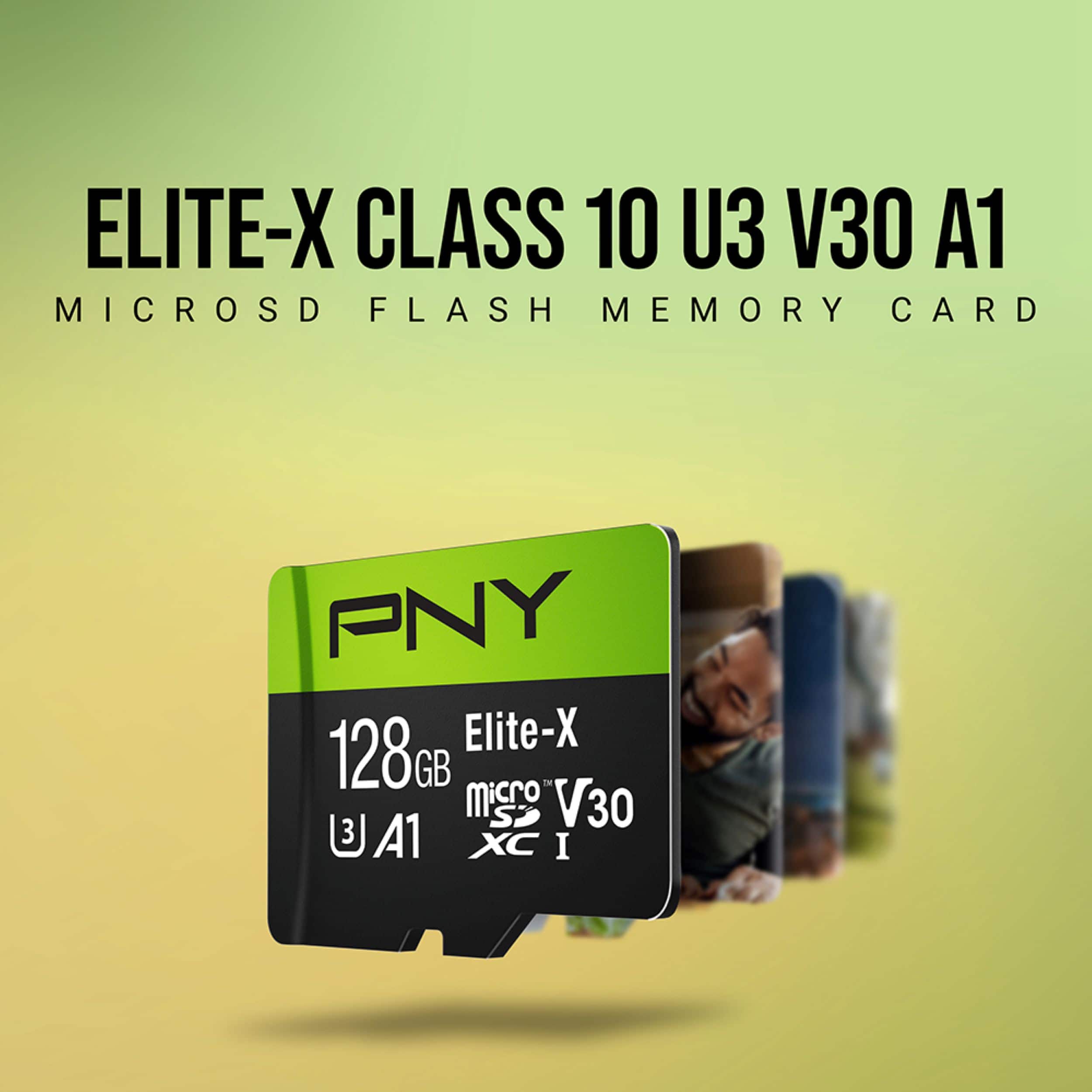 PNY - 128GB Elite-X Class 10 U3 V30 A1 microSDXC Flash Memor