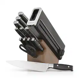 Ninja - Foodi NeverDull Premium 13pc German Stainless Steel Wood Series Knife System Cutlery Set with Built-in Sharpener - Walnut & Black