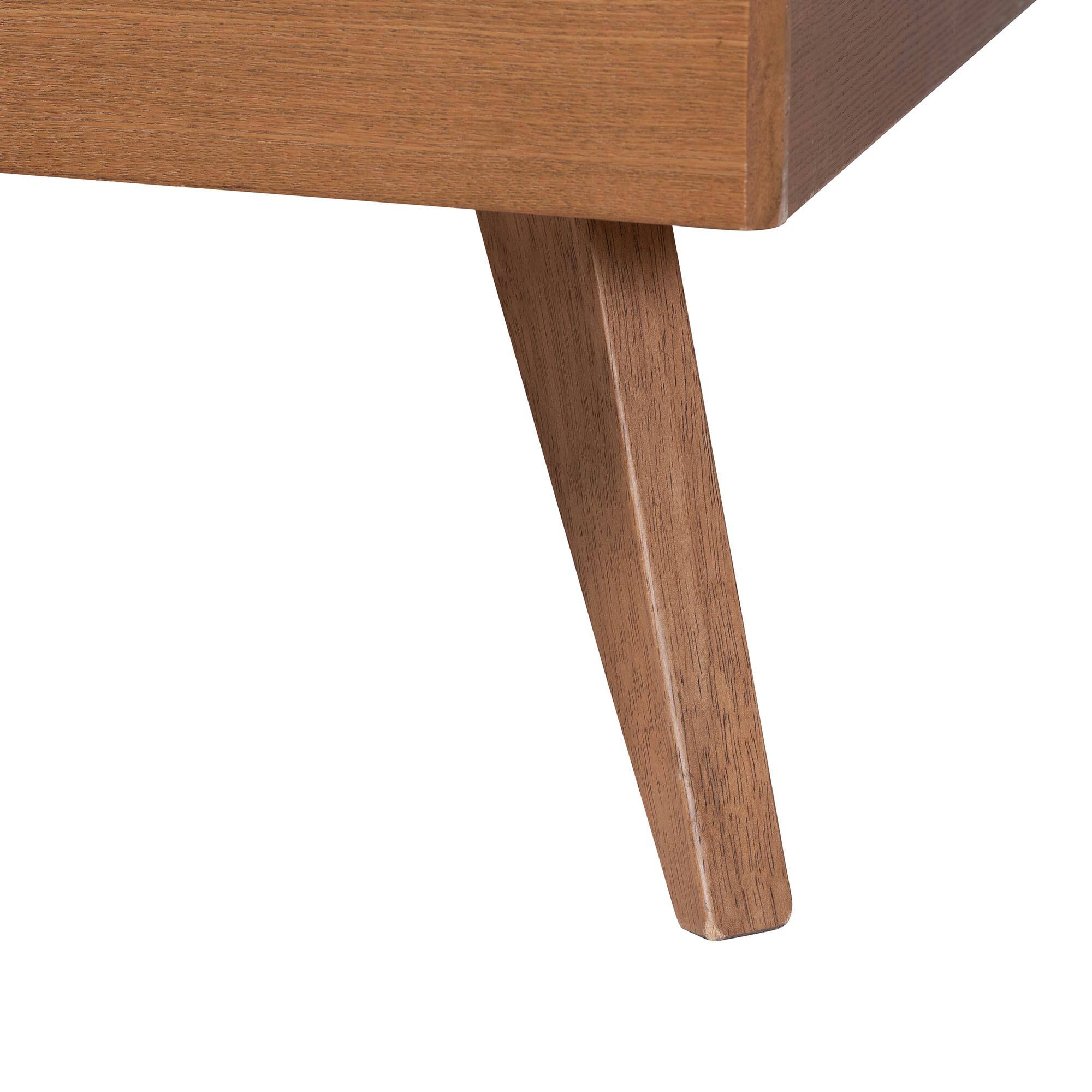 Alt View 1. Baxton Studio - Jiro Platform Bed - Mid-Century Modern Wood Bed Frame with Panel Headboard and Angled Legs, Full - Ash Walnut.