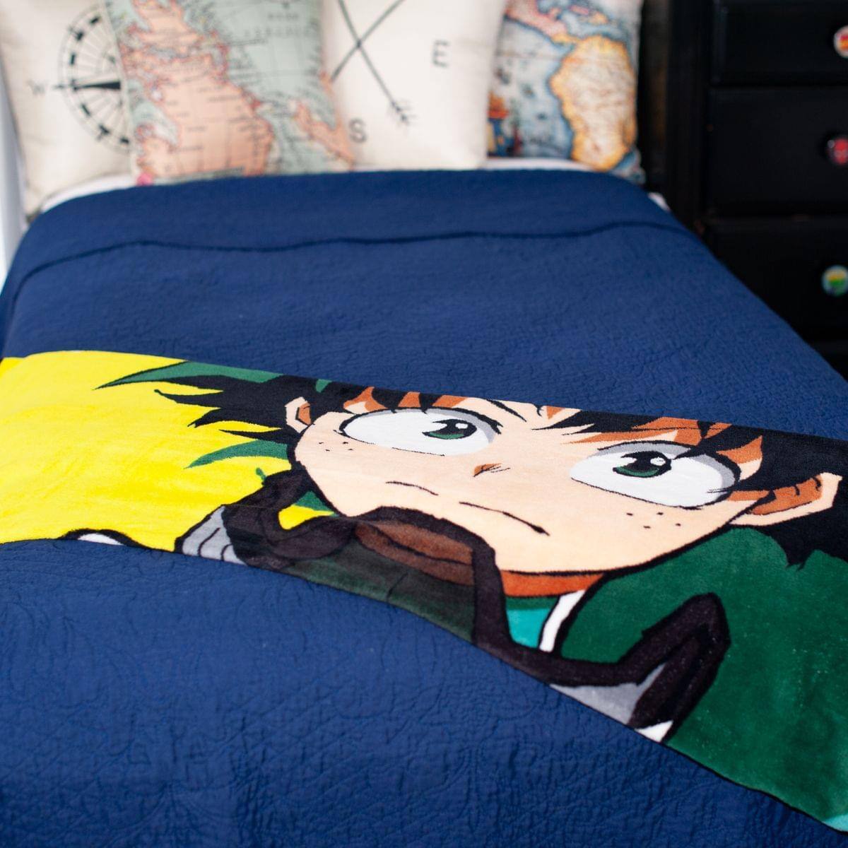 Alt View 4. Just Funky - My Hero Academia Deku Lightweight Fleece Throw Blanket | 45 x 60 Inches - Multi-Color.
