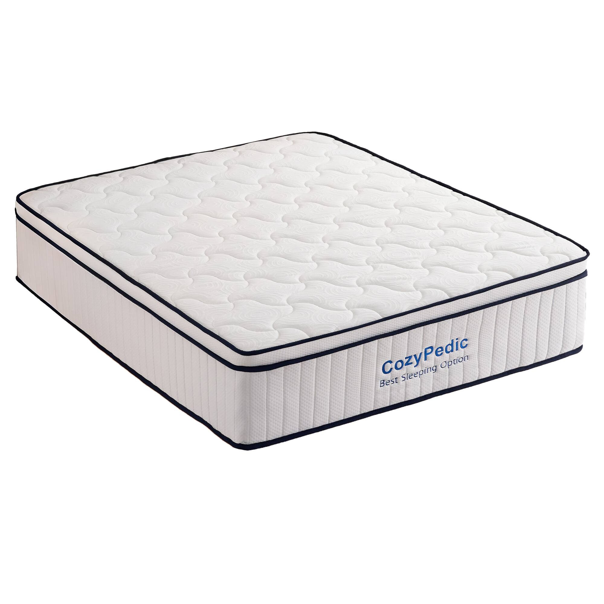 Chery Life - 12 in. King Size Medium Firm Mattress Memory Foam with Pocket Springs for Back Pain Relief - White