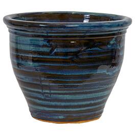 Sunnydaze - 18.5 in Studio High-Fired Glazed Ceramic Planter - Galaxy Blue