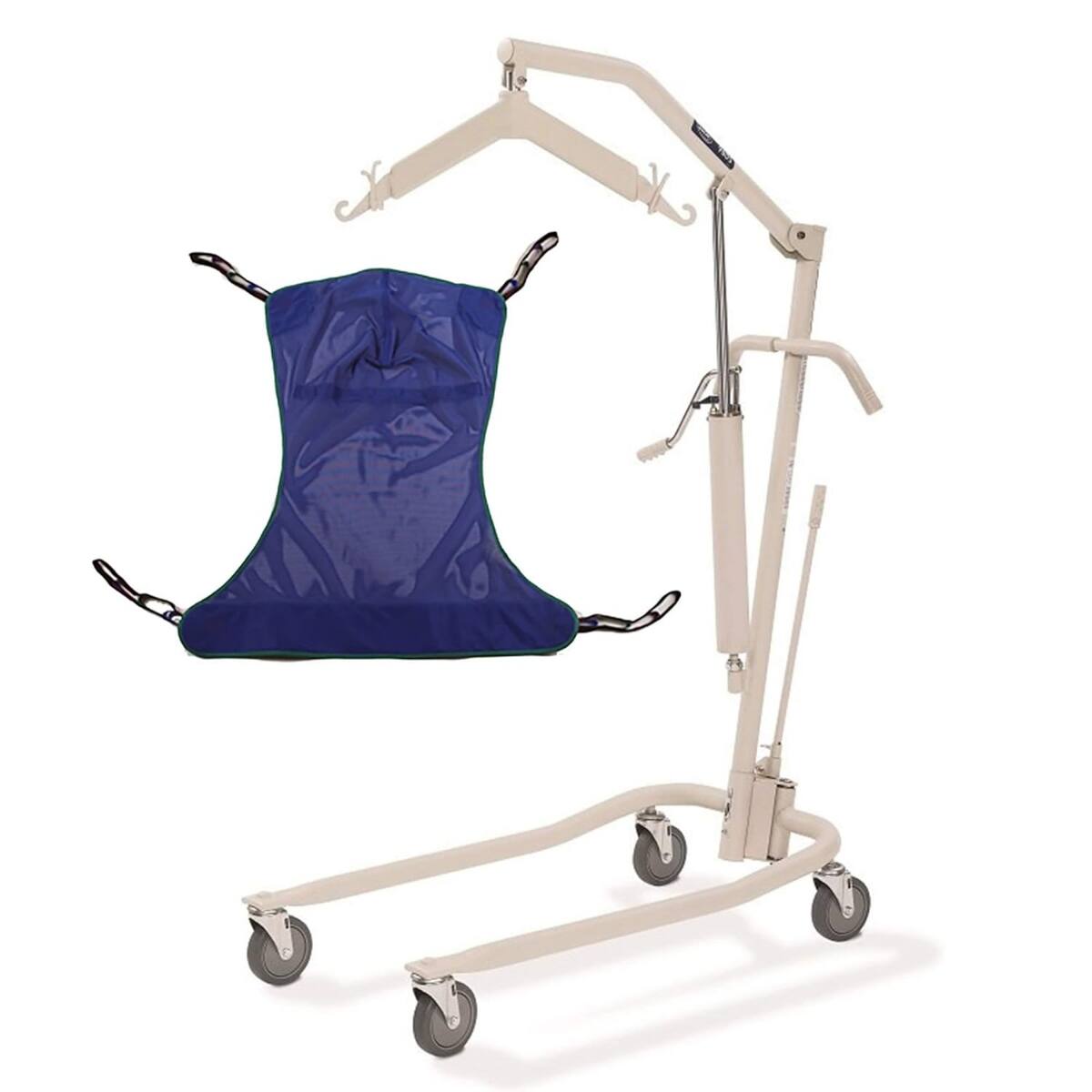 Front. Invacare - Invacare Hydraulic Patient Lift with R111 Large Mesh Sling, 450 lb Capacity - Beige.