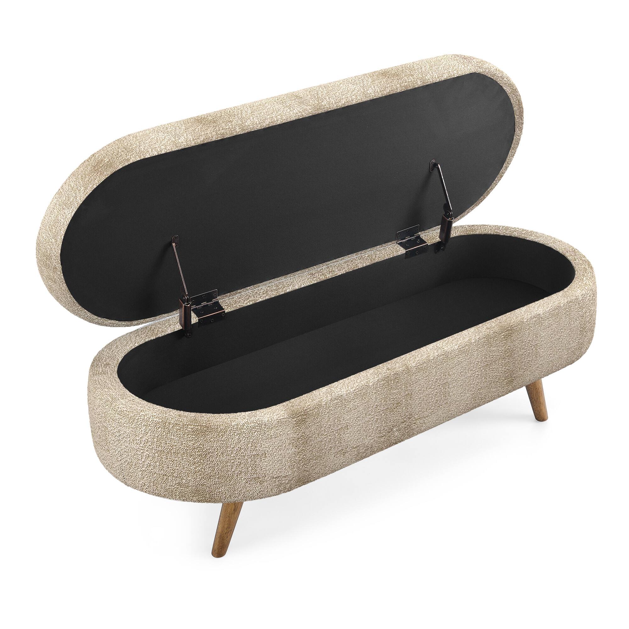 Alt View 6. GOODSILO - Elegant Fabric Storage Ottoman Bench with Wooden Legs for Living Room or Bedroom Footrest and Seating - Brown.