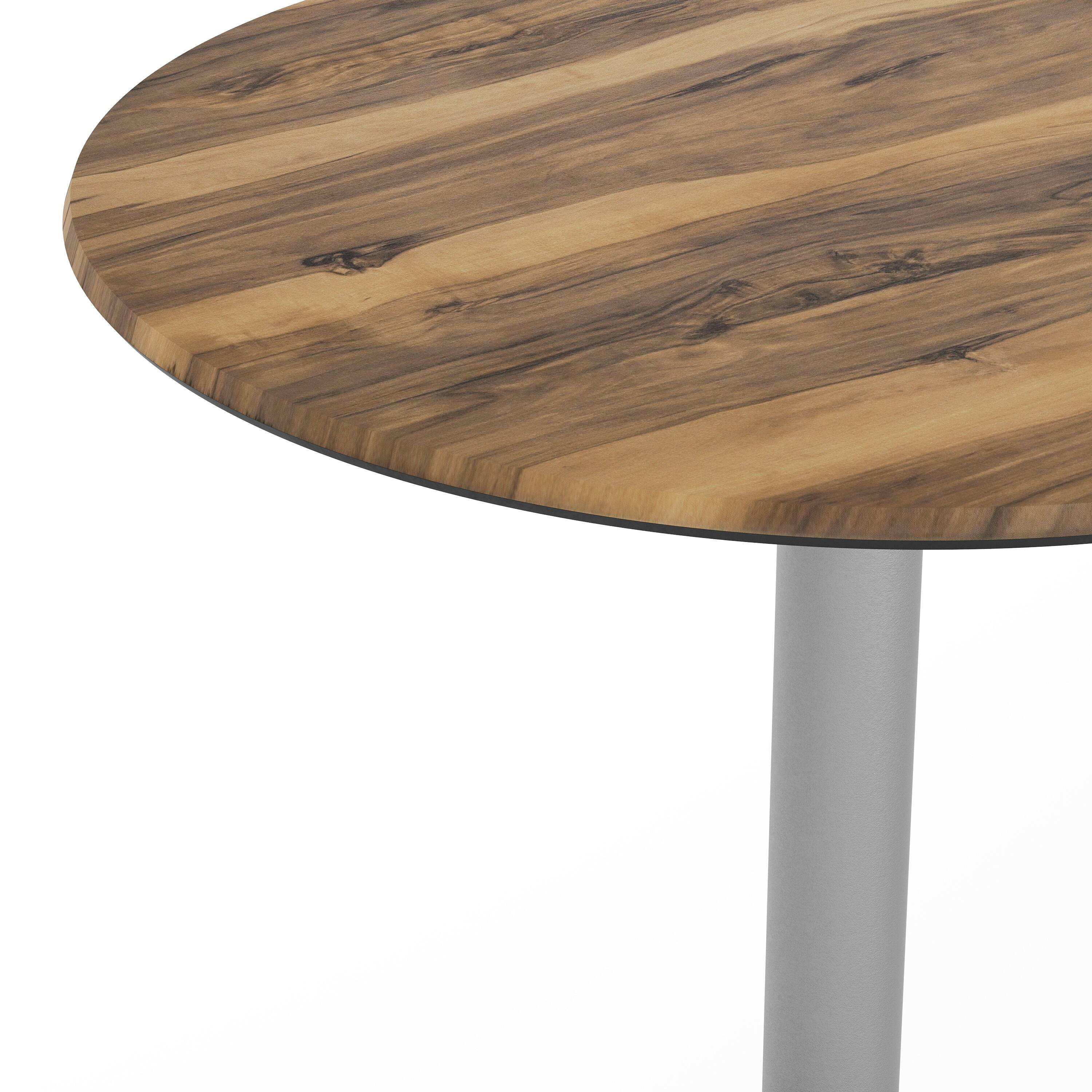 Alt View 9. Emma + Oliver - PureShield Indoor Outdoor Tabletop with Seam-Free Surface Innovation and Cast Iron Bistro Table Base - Natural/Silver Base.