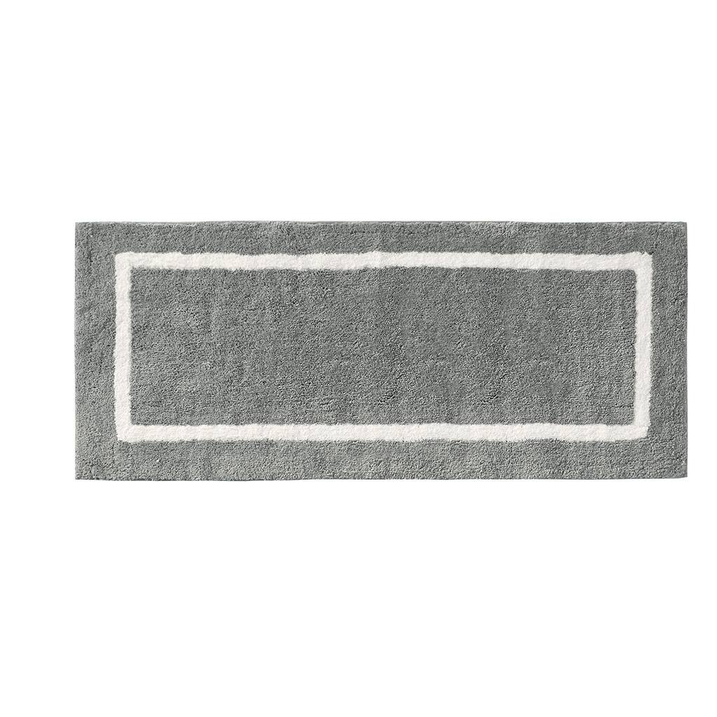 Angle. APRILSOUL - Reversible High Pile Bath Rug Set Geometric to Stripes Oeko Tex Certified - Gray.