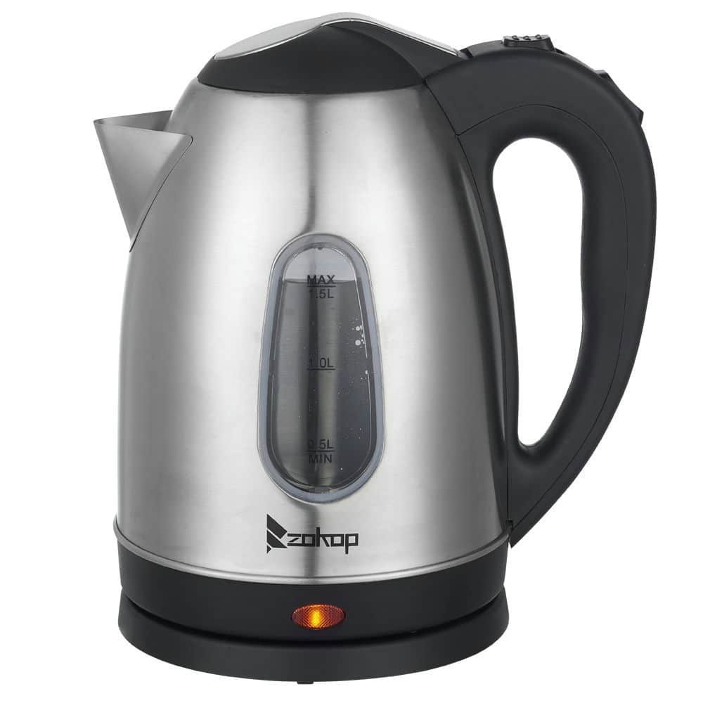 Kadyn - 1.5L Stainless Steel Electric Kettle With Water Window, Fast Heating & Durable Quality - Black And Sliver