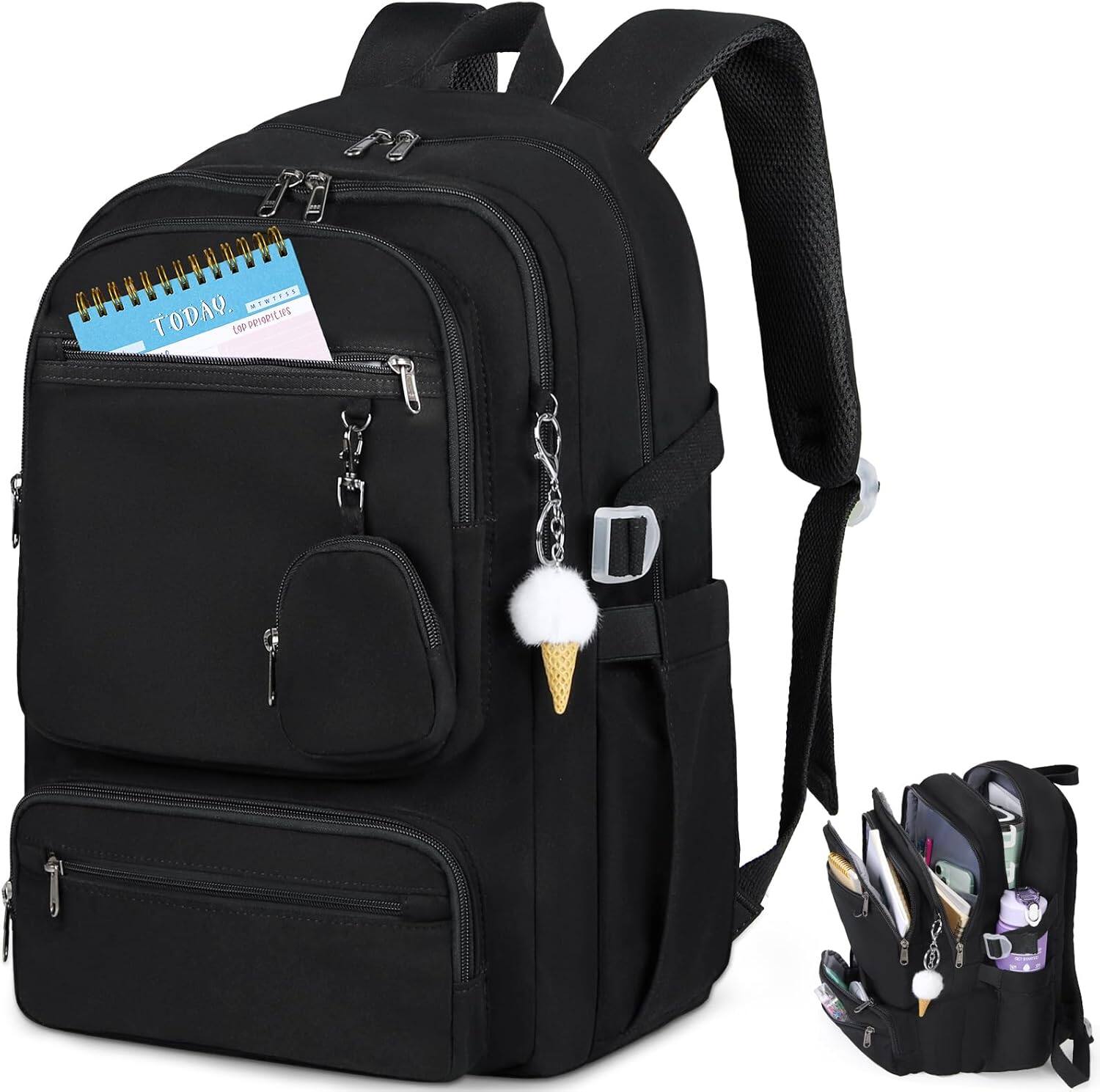 Live At Space - Laptop Backpack Women Girls College Bookbag Casual Backpacks Travel Work Commuter, Black - default