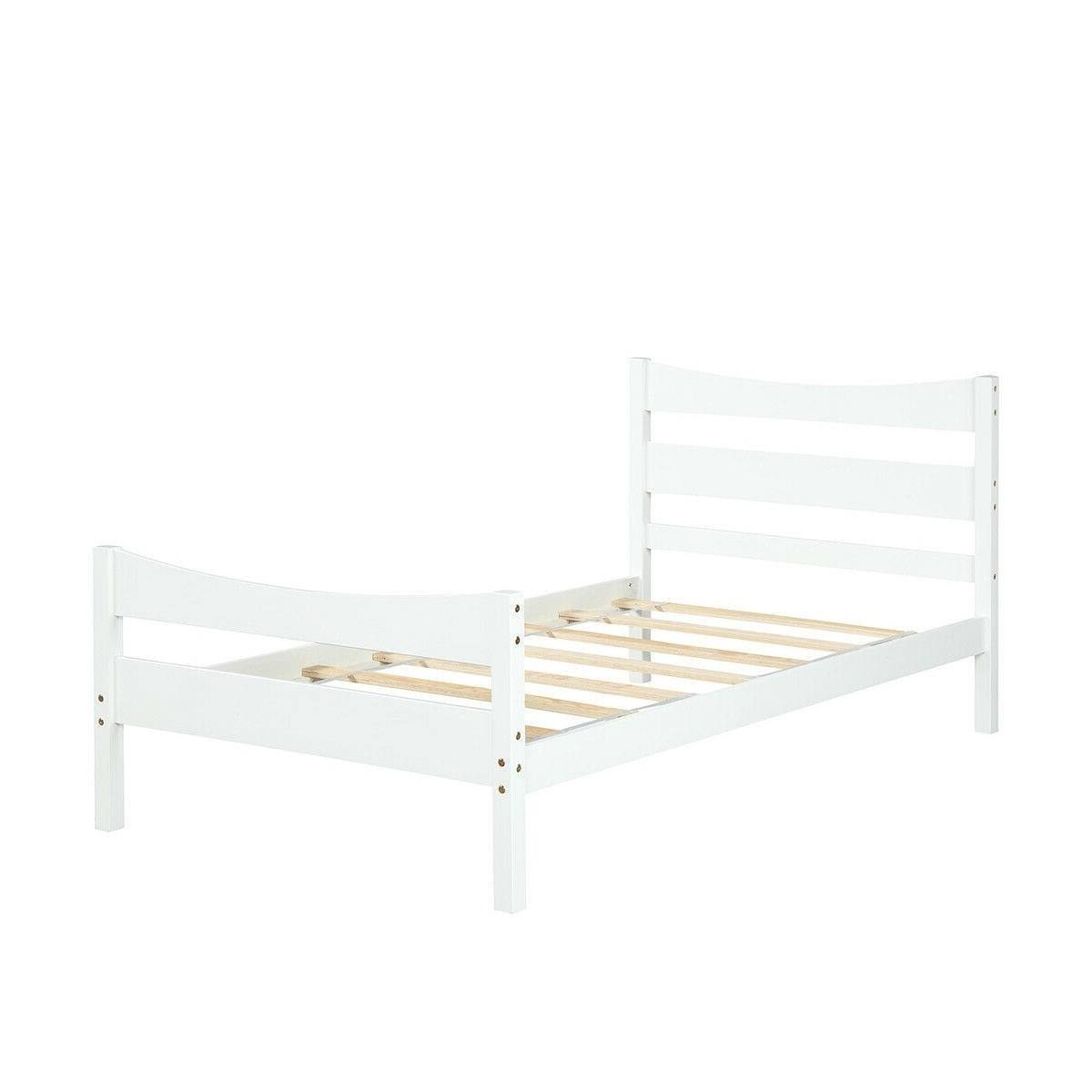 Angle. Hivvago - Hivvago Twin size Farmhouse Style Pine Wood Platform Bed Frame - Grey.