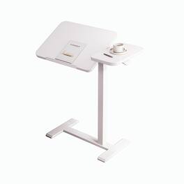 Ecooso - Folding Adjustable Over Bed Table with Wheels and Height Customization for Reading, Working, or Dining - White