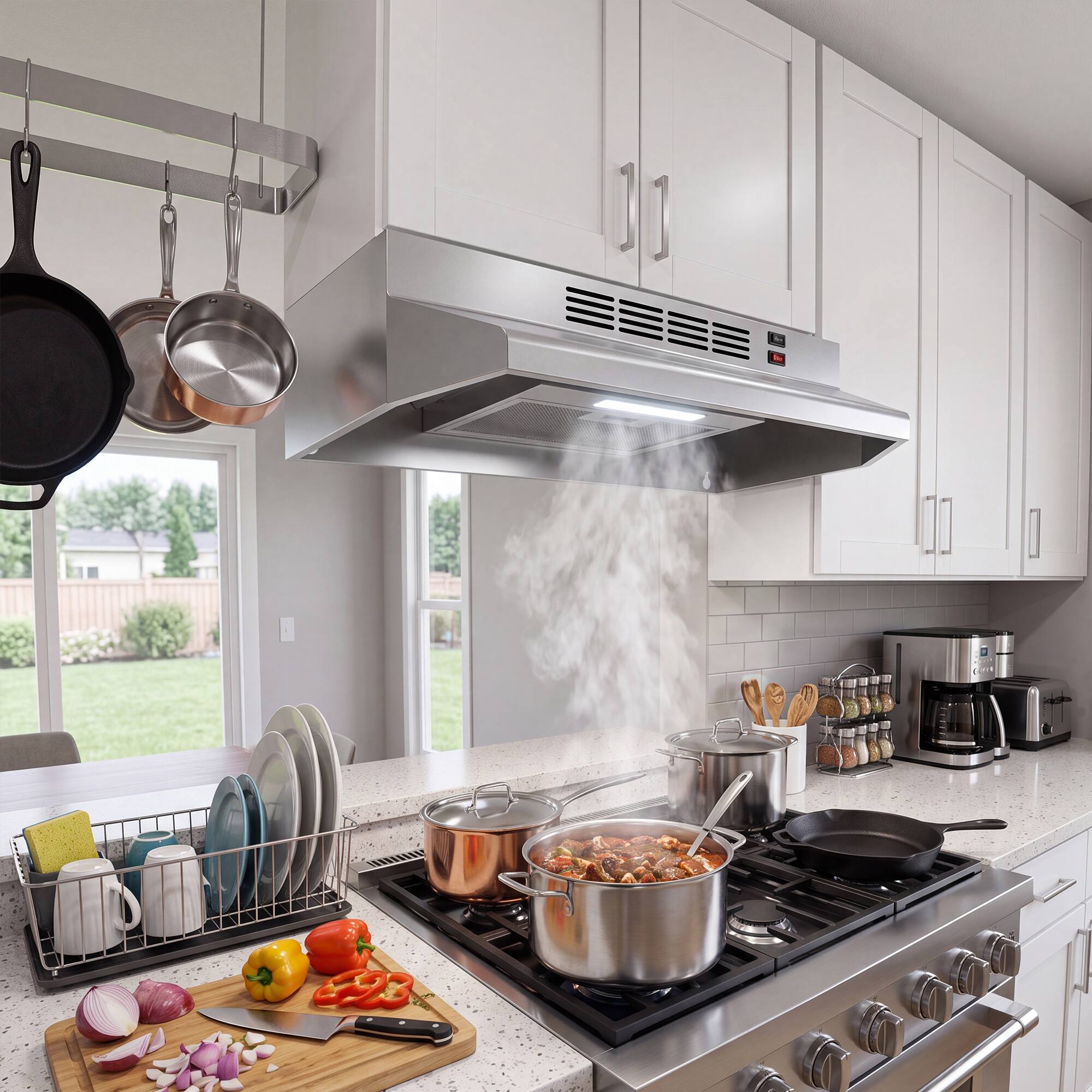 Alt View 3. Breezary - 30 inches - Externally Vented & Recirculating - Under cabinet Range Hood - Stainless Steel.