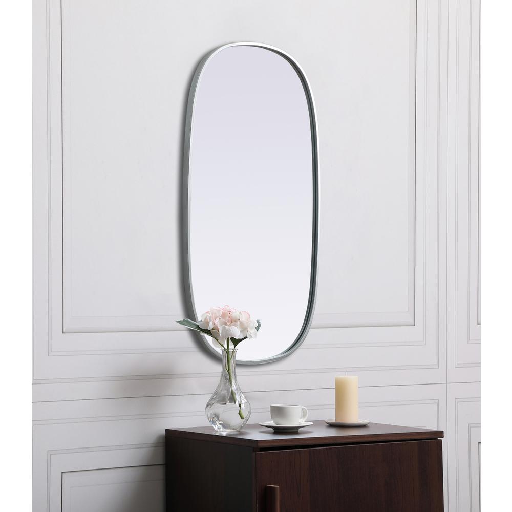 Alt View 4. Elegant Decor - Metal Frame Oval Mirror 20x36 Inch in Silver - Silver.