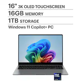 Samsung - Galaxy Book5 Pro - Copilot+ PC - 16" 3K AMOLED Touch-Screen Laptop - Intel Core Ultra 7 - 16GB Memory - 1TB SSD - Gray