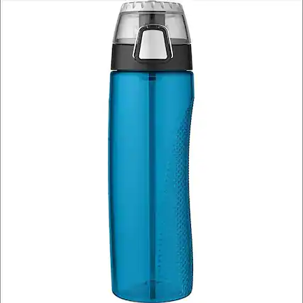 Front. Thermos - Thermos 24 oz. Tritan Flip-Cap Water Bottle with Rotating Meter - Blue - Blue.