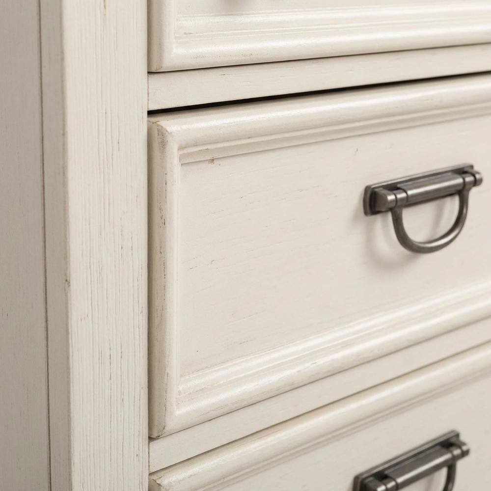 Back. Starlight Canyon Home - White Nightstand with Charging Station and Wirebrushed Finish - White.