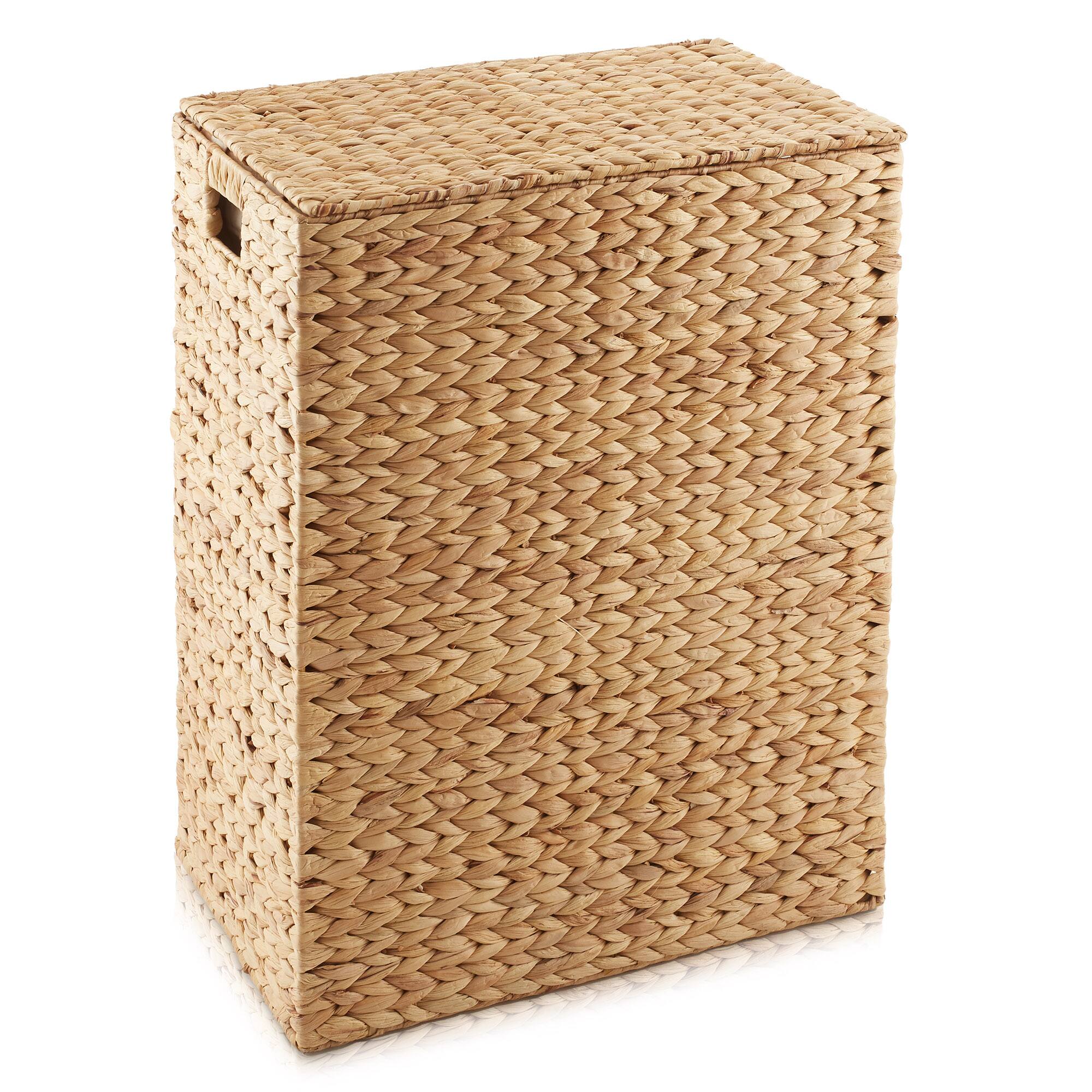Alt View 2. Casafield - Large Laundry Hamper Basket w Lid and Liner - Water Hyacinth - Natural.
