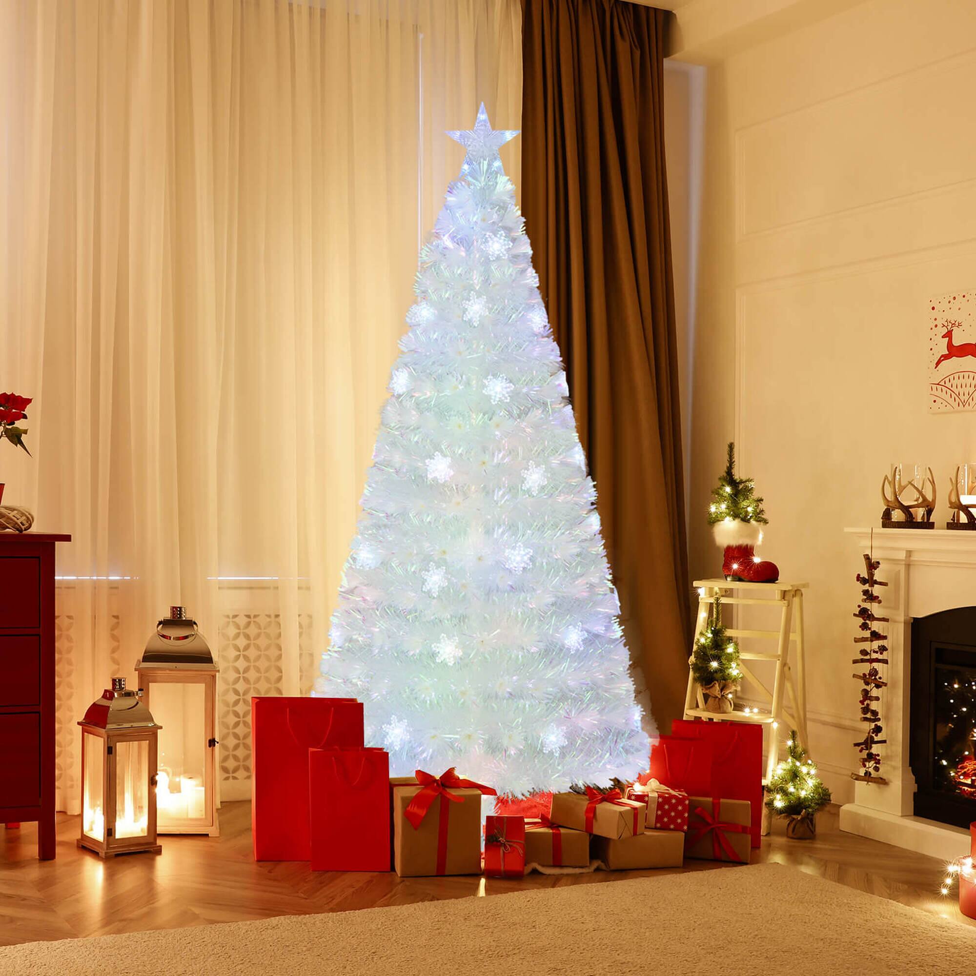 Alt View 8. Costway - Costway 6 FT Artificial Xmas Tree with 230 PET Branch Tips 36 Colorful Snowflake LED Lights - White.