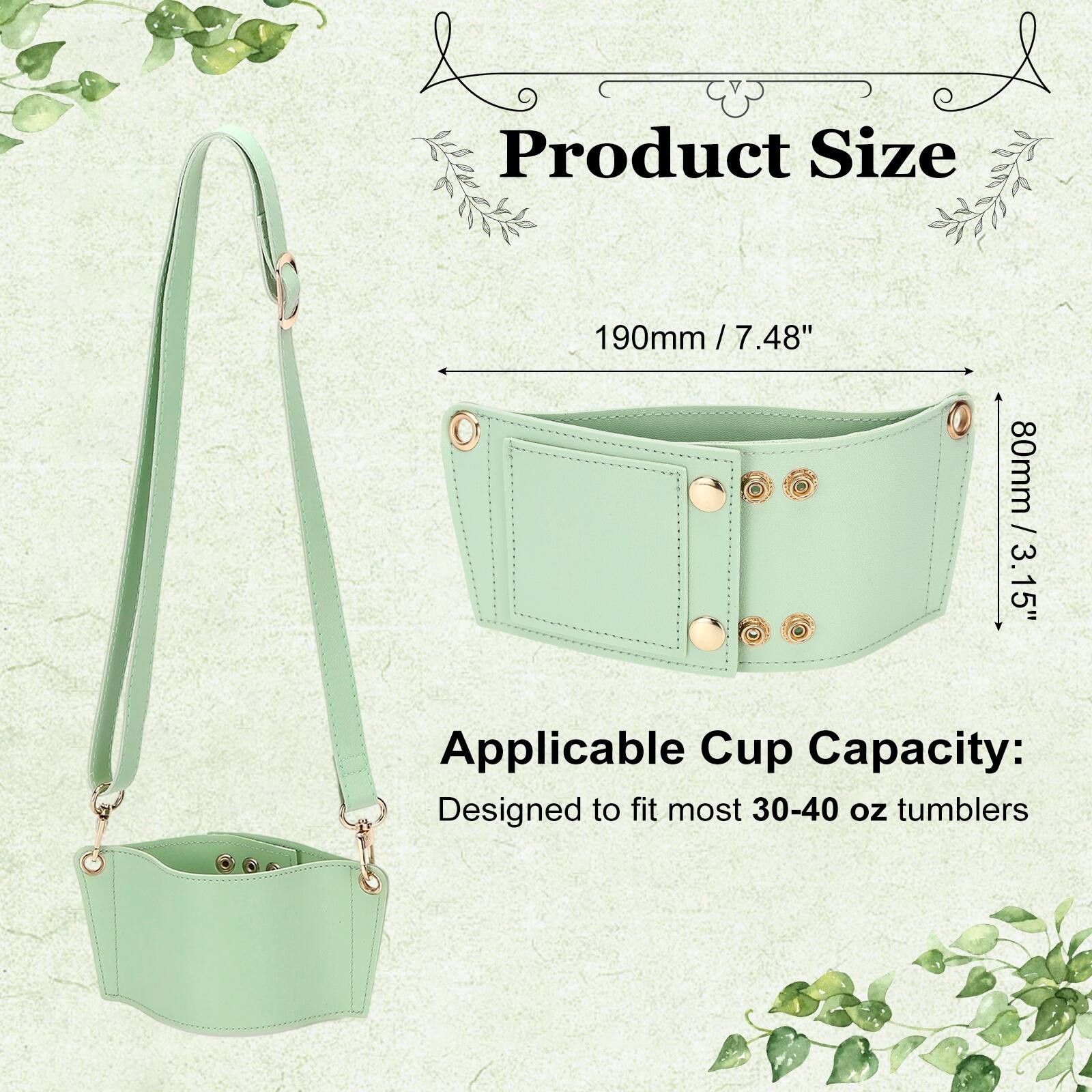 Product Size: 190mm / 7.48" / 80mm / 3.15"  
Applicable Cup Capacity: Designed to fit most 30-40 oz tumblers