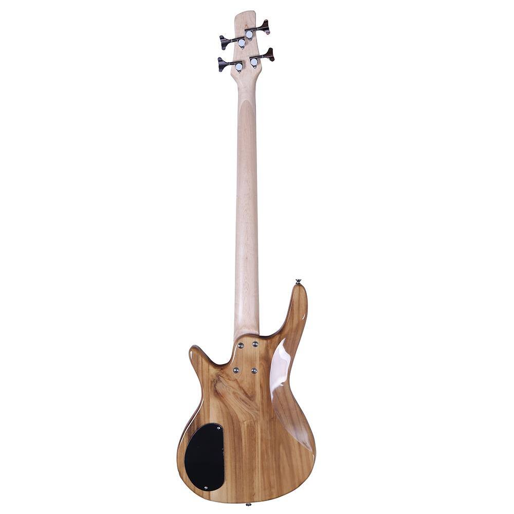 Back. Winado - Electric Bass Guitar Full Size 4 String Exquisite Stylish Bass with Power Line, Bag and Wrench Tool for Gift.