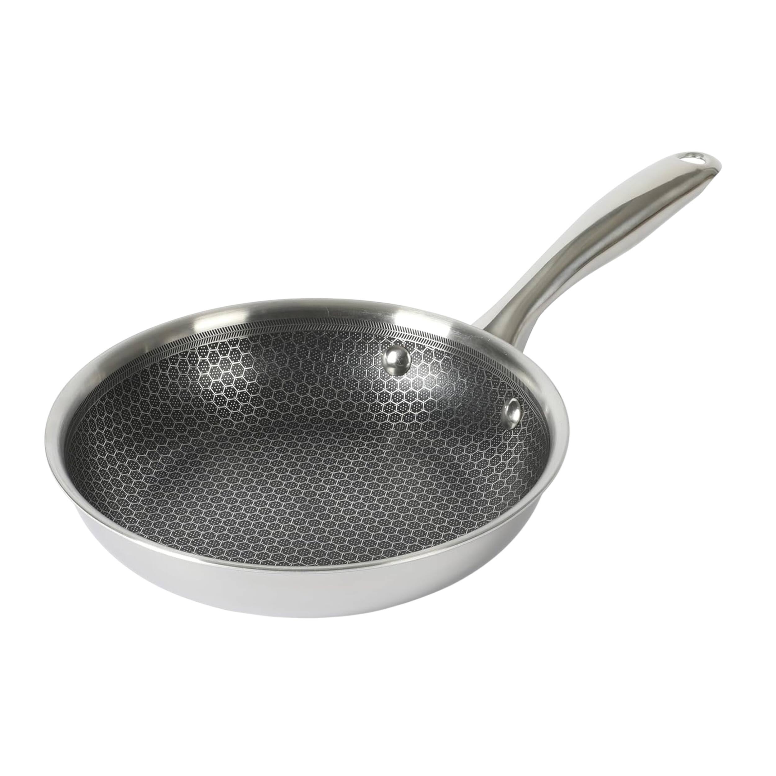 Front. Oster - Oster Modessa 8 Inch Nonstick Triply Stainless Steel Frying Pan in Silver - Silver.