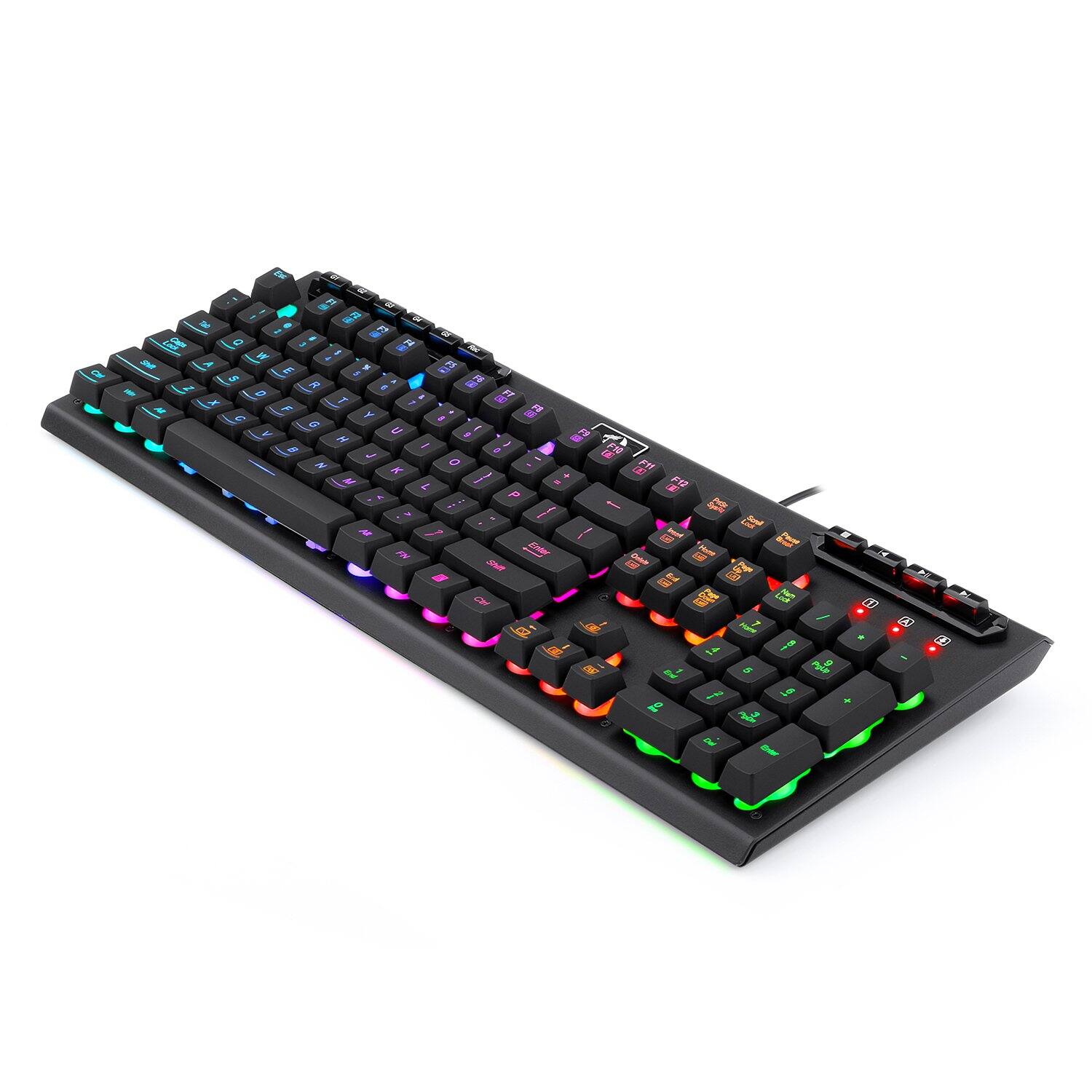 Alt View 1. REDRAGON - K513 RGB Membrane Standard 104 Keys Linear Mechanical-Feel Keyboard w/5 Extra On-Board Macro G Keys - Black.