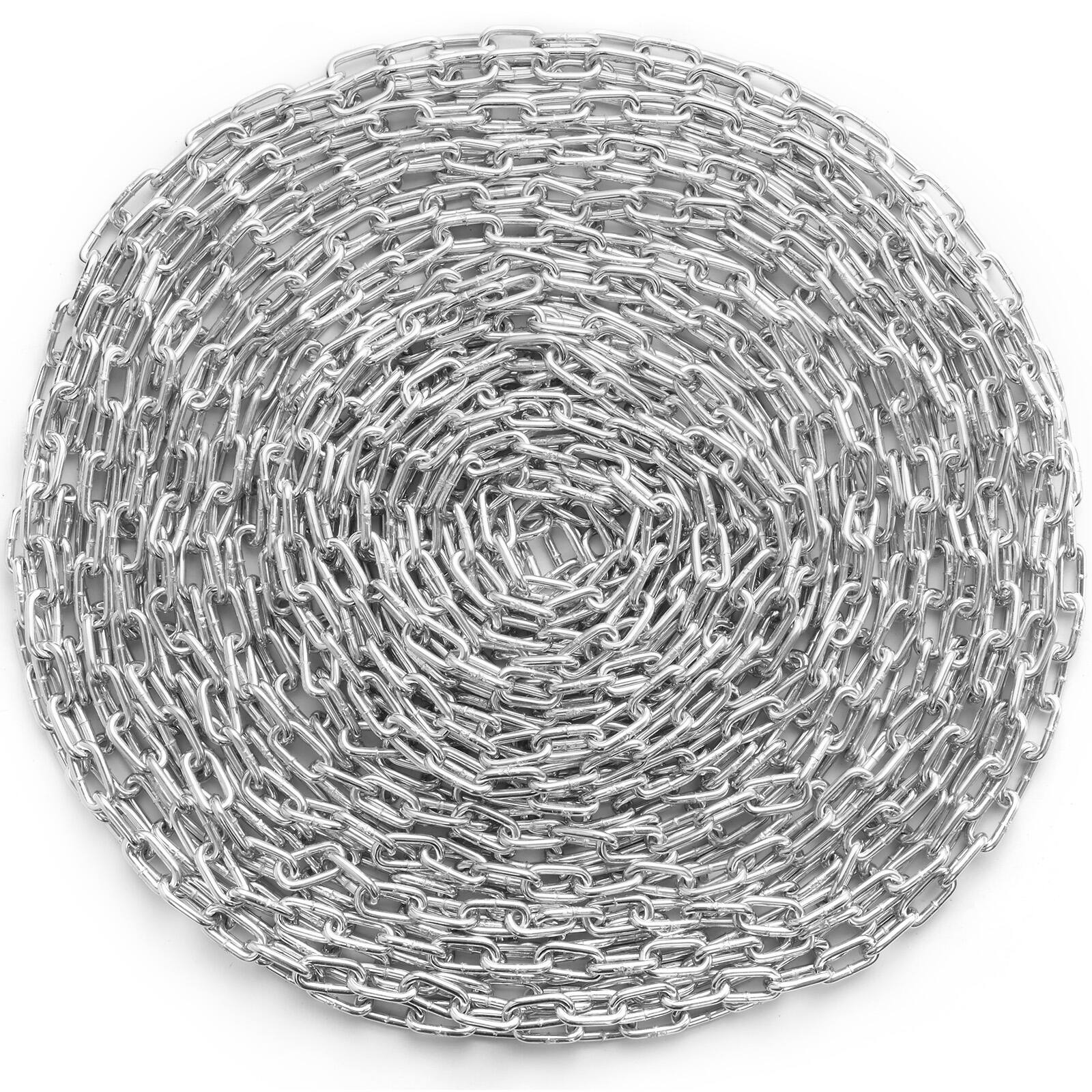 Front. VEVOR - Proof Coil Chain, 1/4" x 100', 1540 lbs Safe Working Load, Zinc Plated Proof Tested Coil Chain with Two Quick Links - Silver.