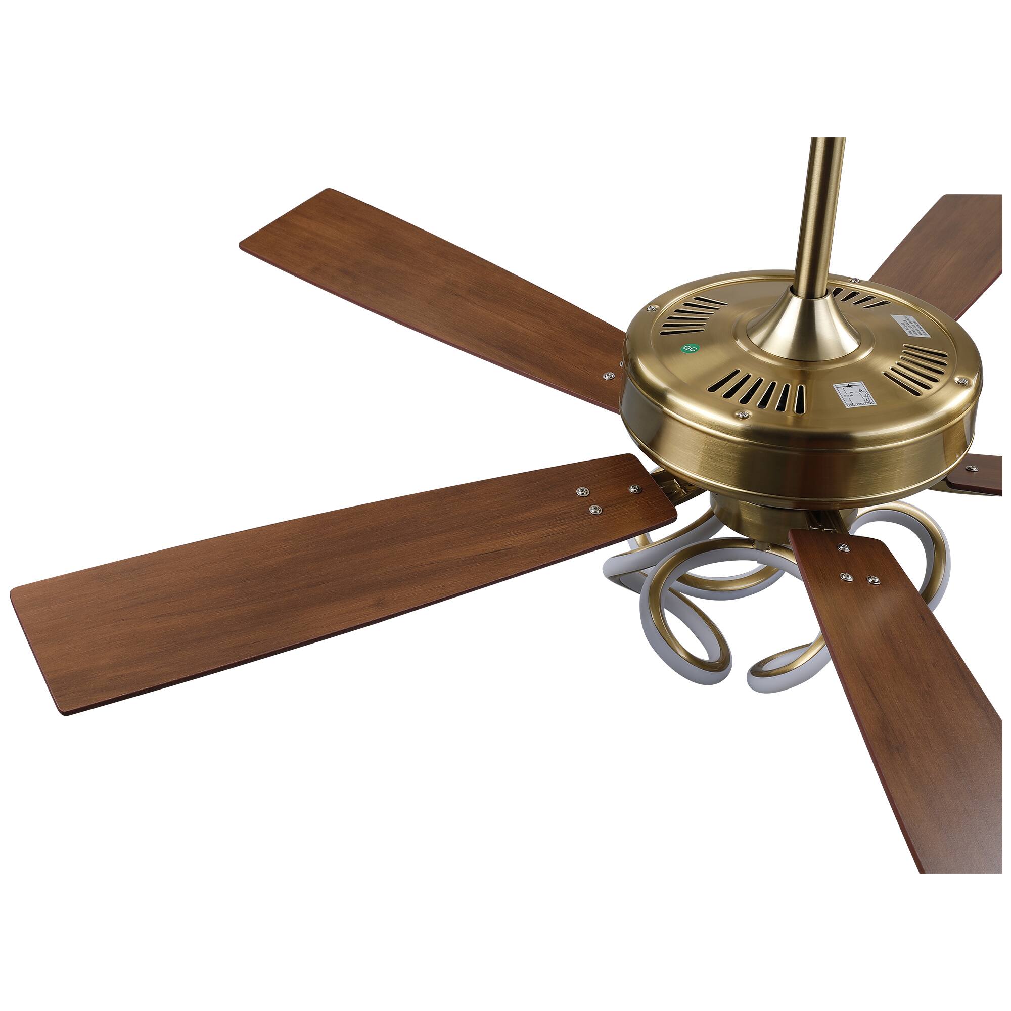 Alt View 10. Parrot Uncle - 52" Modern Smart Dimmable LED Ceiling Fan with Light and Remote, App Control and LED RGB Color Changing - Gold.