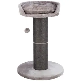 TRIXIE - Pepino Sisal 35" Scratching Post with Plush Platform Bed and Dangling Cat Toy - Gray