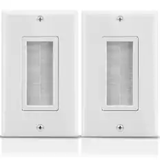Front. Fosmon - 1 Gang Brush Wall Plate 2 Pack, Ethernet Wall Plate Cover, Cable Pass Through Wall Plate for Speaker Coaxial HDMI Cable - White.