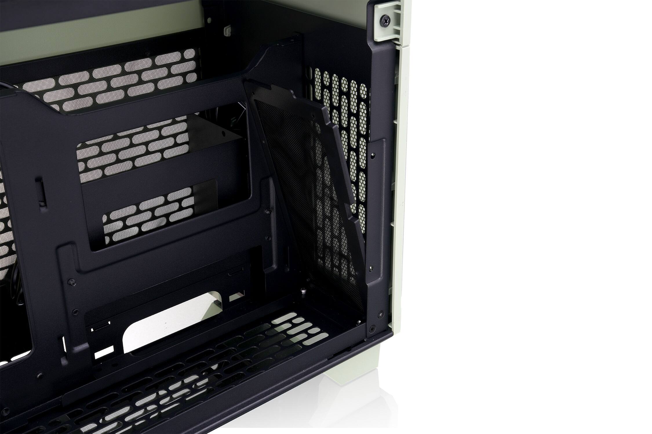 Alt View 10. Thermaltake - TR100 SFF mITX Mini Tower PC Case with PCIe 4.0 Riser Cable Included - Matcha Green.