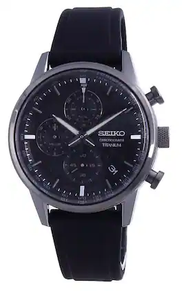 Seiko - Discover More Titanium Chronograph Quartz SSB393 SSB393P1 SSB393P 100M Men's Watch - Black
