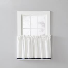 SKL Home - Saturday Knight Ltd Manor Versatile Tailored Window Tier - 2 Piece - 57" x 24" - Navy