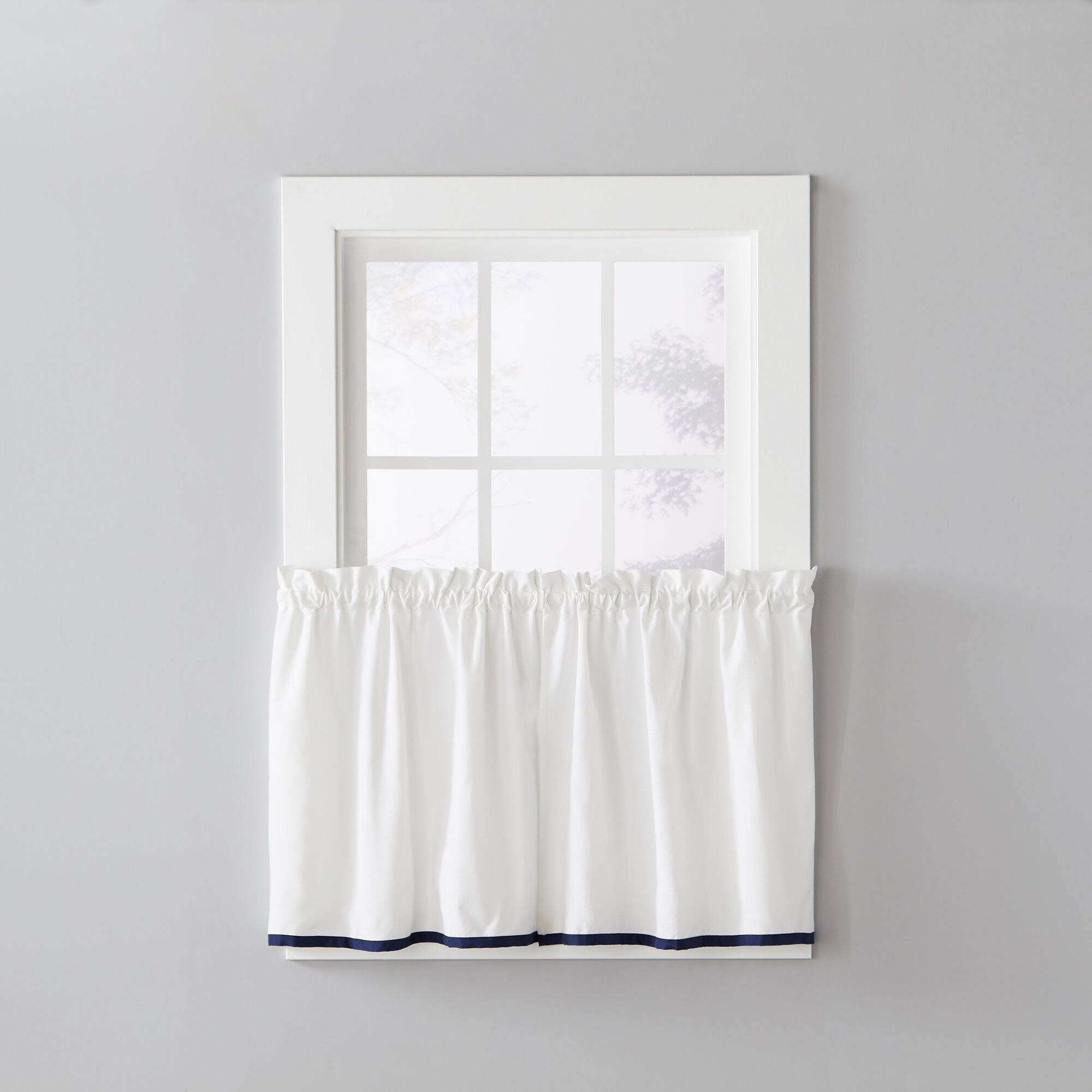 Front. SKL Home - Saturday Knight Ltd Manor Versatile Tailored Window Tier - 2 Piece - 57" x 24" Navy - Navy.