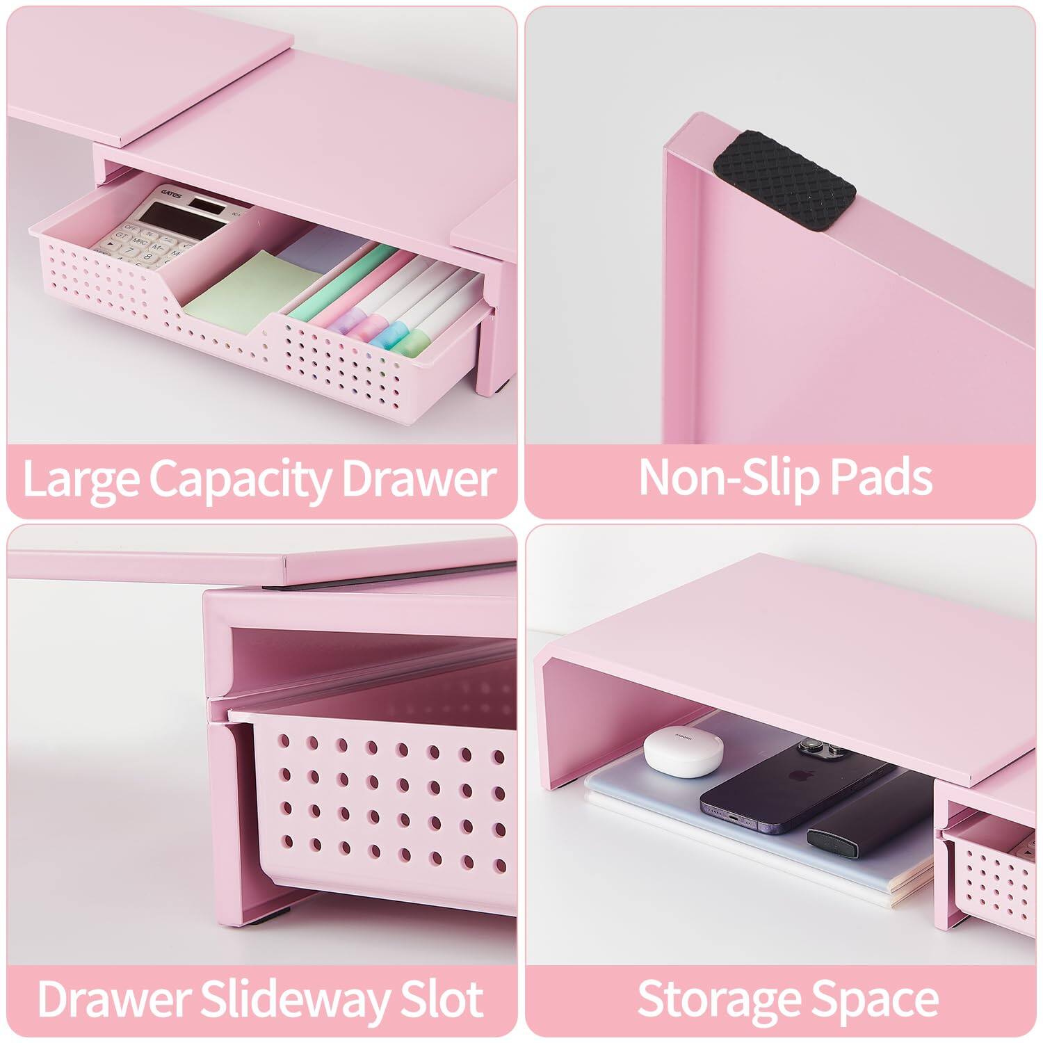 - Large Capacity Drawer
- Non-Slip Pads
- Drawer Slideway Slot
- Storage Space