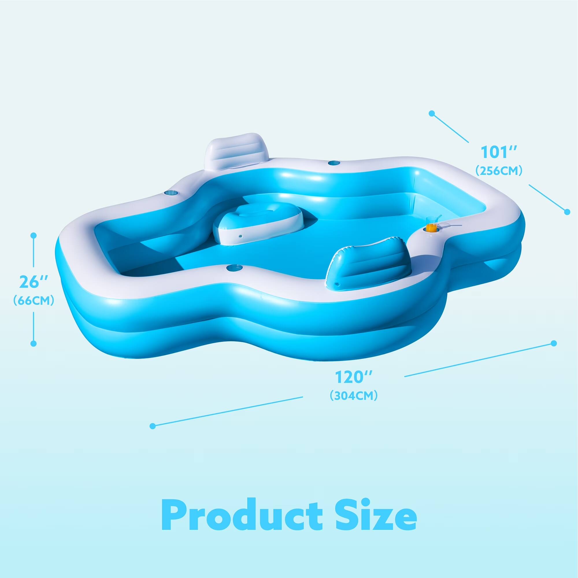 101" (256CM)  
26" (66CM)  
120" (304CM)  
Product Size