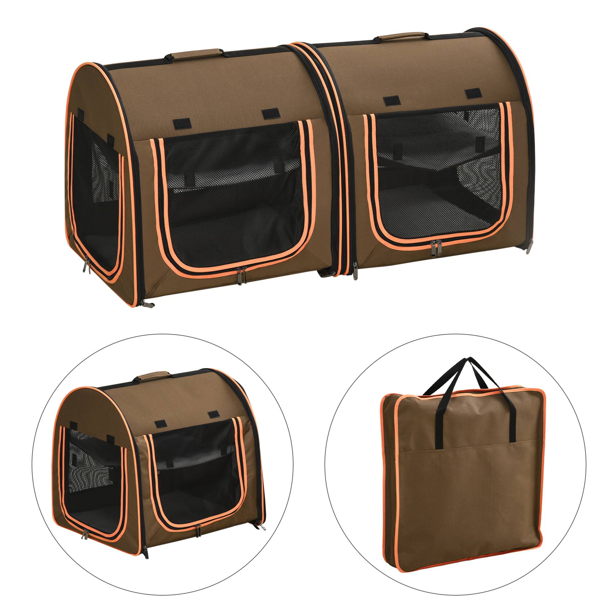 Alt View 5. Pawhut - 39" Portable Soft-Sided Cat Carrier, Cat Kennel, Travel Dog Crate, Soft Cushions & Storage Bag, Easy to Fold.