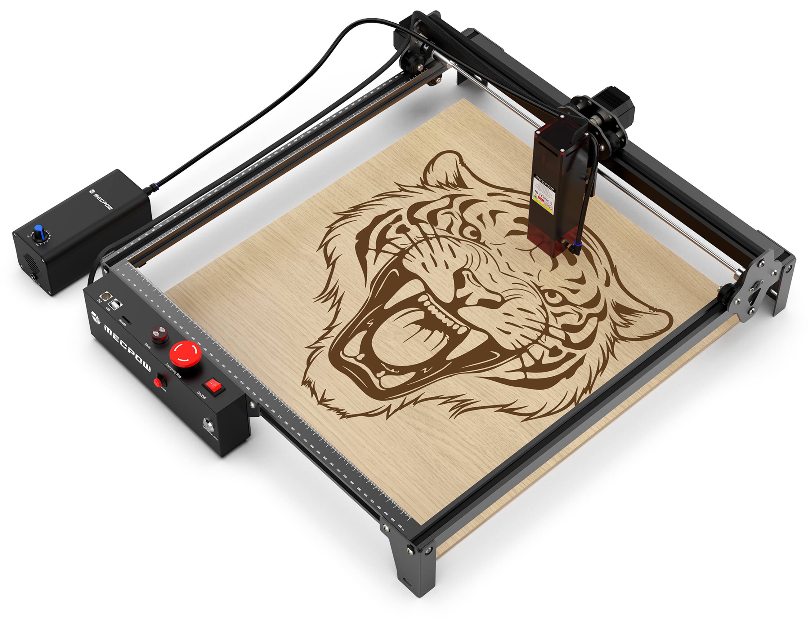 Back. Mecpow - X3 Pro Laser Engraver, 10W High Accuracy & Air Assist, 16.0 x 15.7" Working Area, Cutter Machine for Wood Metal Acrylic.