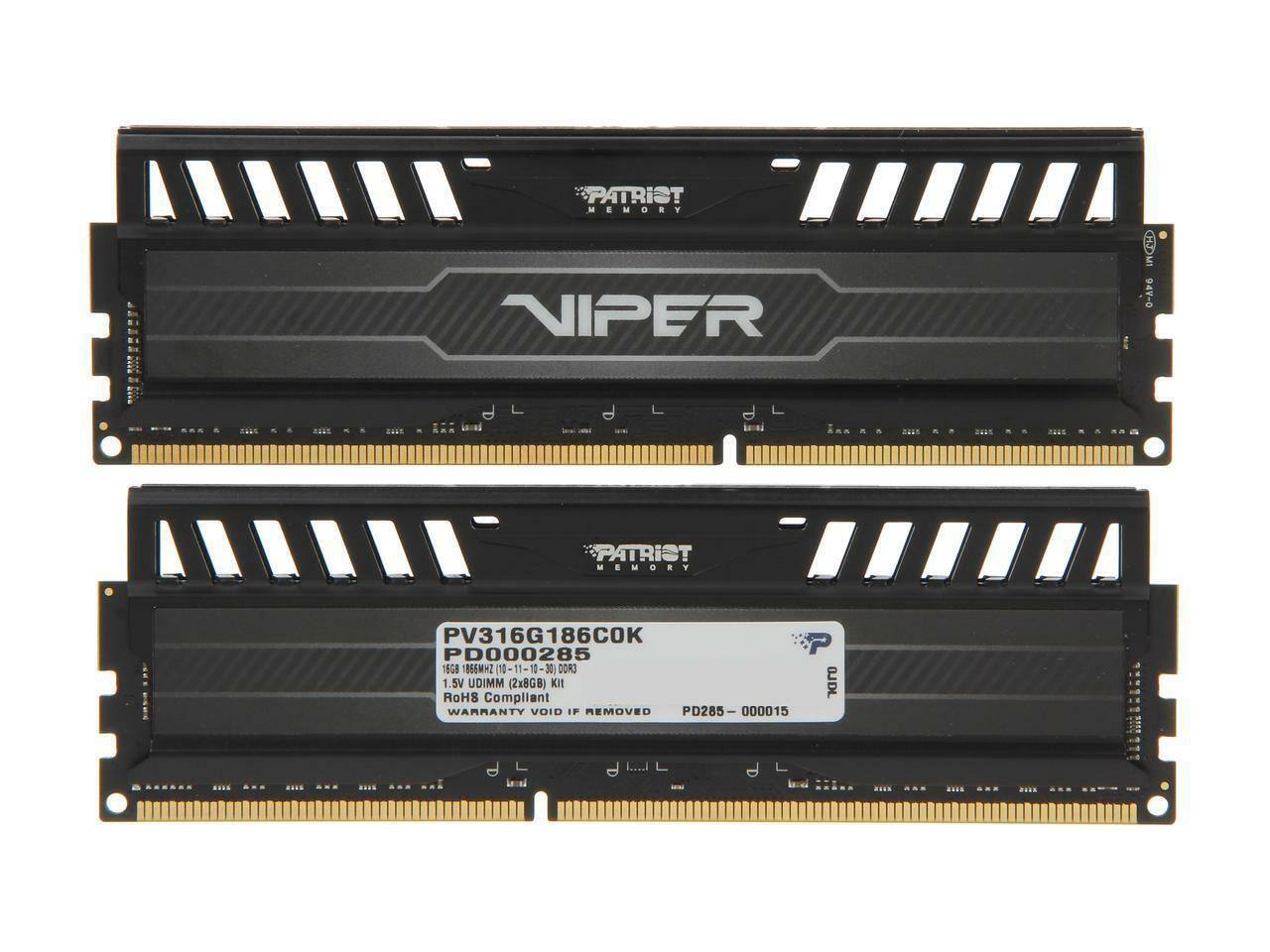 PATRIST - MEMORY NIPER  
dL dL  
a PATRIST EMORY PV316G186COK P PD000285 285 5G8 866MZ 10 -11-10- 30 D0R3 1.5V UDIMM (2x8GB) Kit BJDL RoHS Compliant WARRANTY VOID IF REMOVED PD285 000015