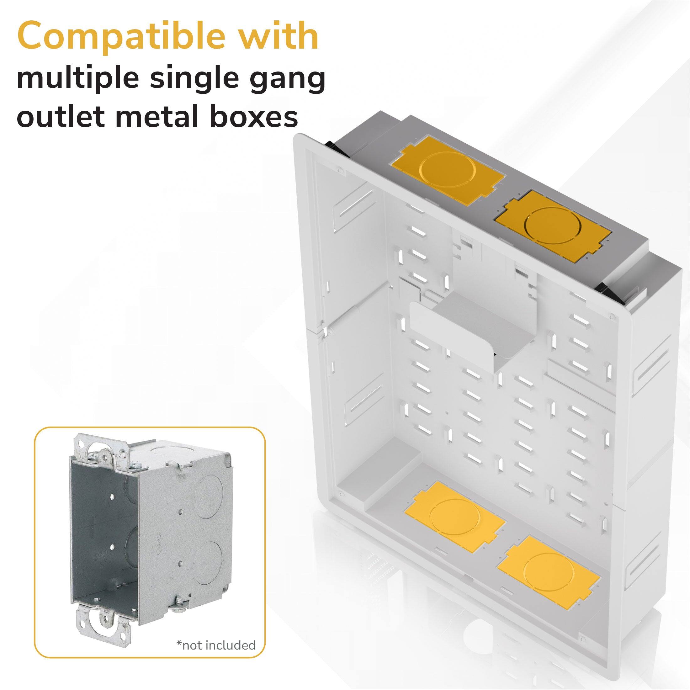 Compatible with multiple single gang outlet metal boxes *not included