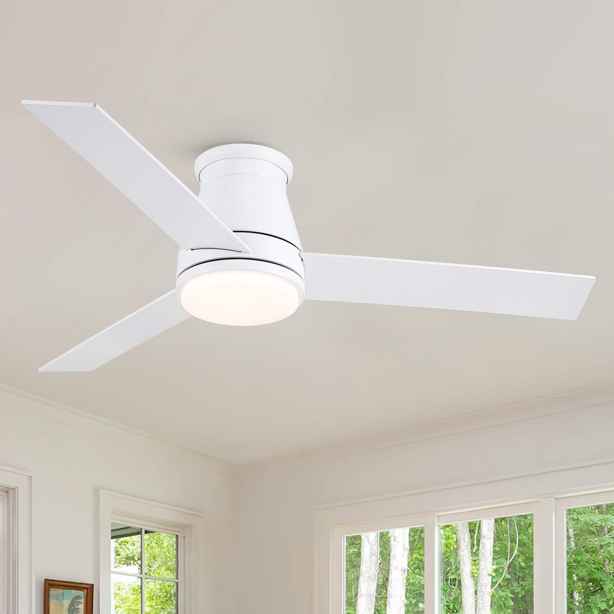 Front. Sofucor - 48'' Ceiling Fans with Integrated LED Lights and Remote Noiseless Reversible DC for Farmhouse Patio Living Room Bedroom - White.