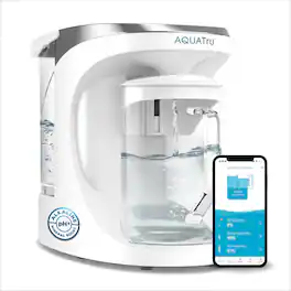 AquaTru - Carafe Smart Alkaline Countertop Water Purifier App-Connected 4-Stage Reverse Osmosis System with Glass Carafe - White